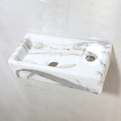 JIENI Art Ceramics Einzelwaschbecken, modernes Wandwaschbecken im europäischen Stil, quadratisches, minimalistisches Waschbecken aus Porzellan