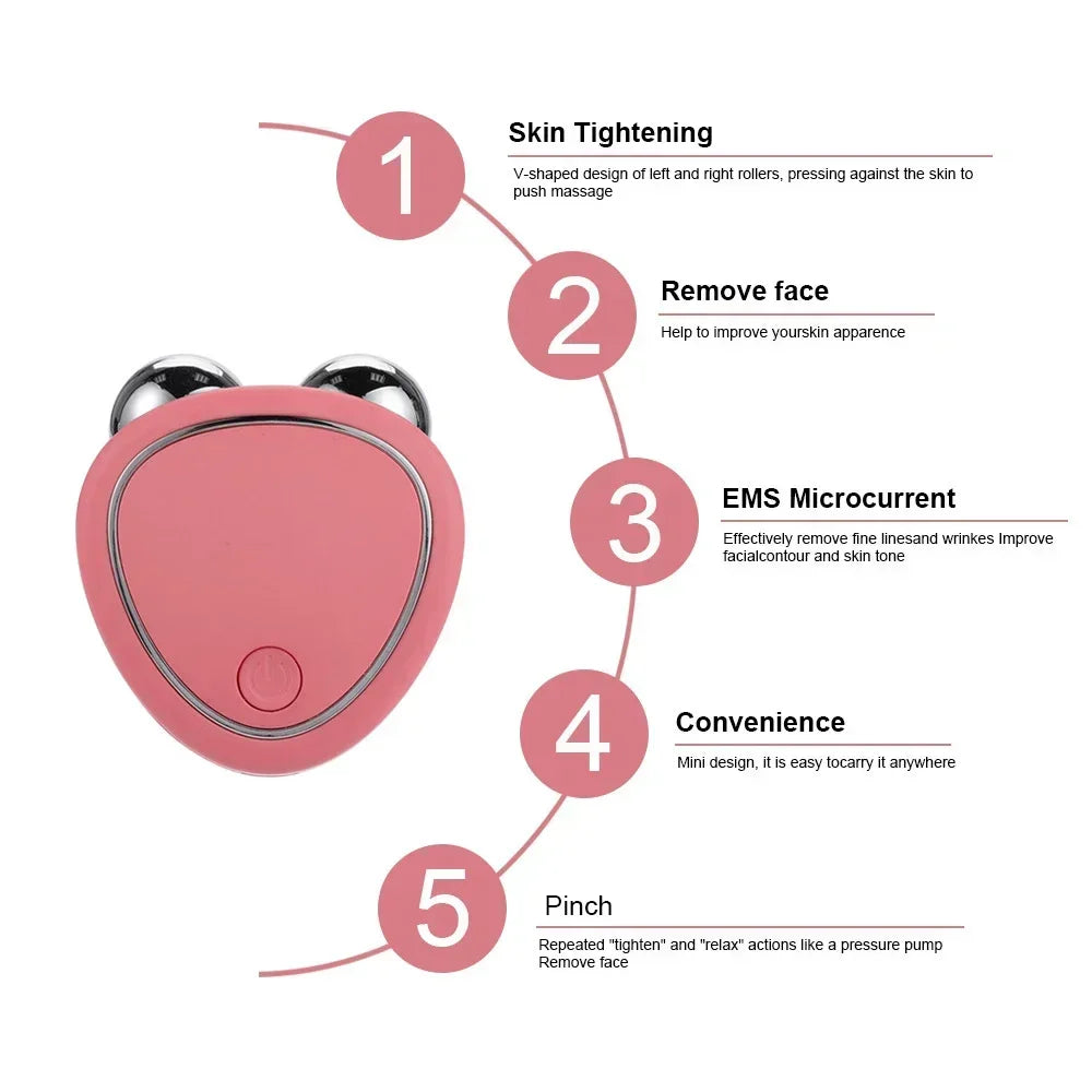 EMS Facial Massager Microcurrent Face Lifting Machine Roller Charging Facial Skin Rejuvenation Beauty Tightening Anti Wrinkle.