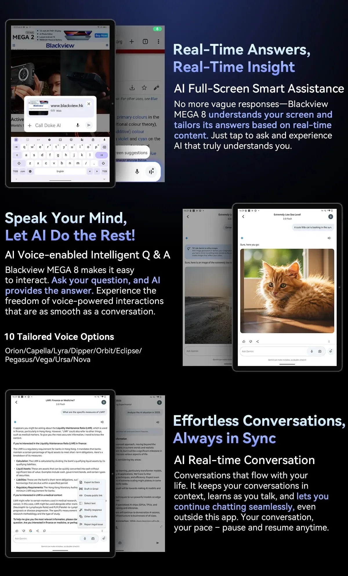Blackview MEGA 8 [No EU Charger] Tablet 13 inch 90Hz 2K FHD+ Display 36GB(12+24) 512GB 11000mAh 50MP+13MP Android 15 Dual SIM 4G.