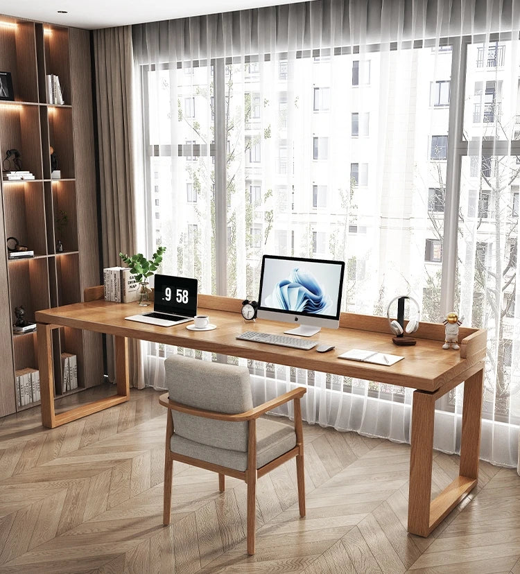 Solid wood double desk against the wall Long table Household simple modern student writing desk Study table Office computer desk