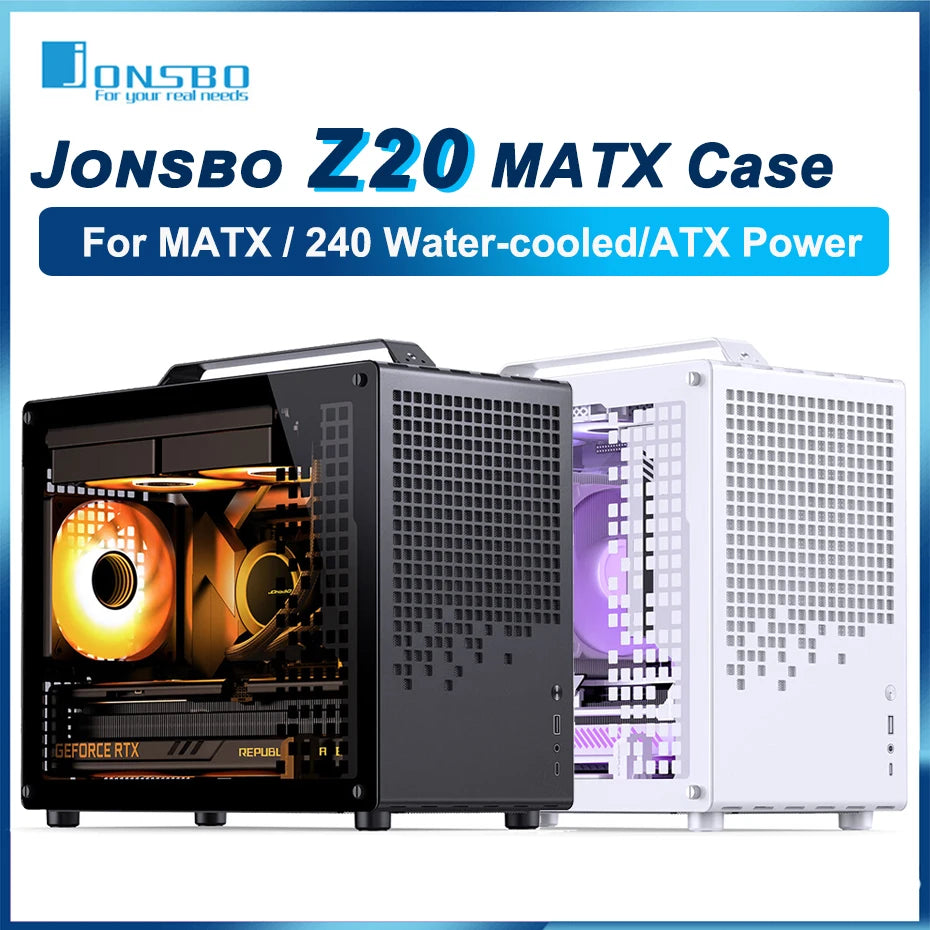 JONSBO Z20 MATX Case Detachable Handle Supports 240 Water-cooled 363mm Graphics Card Side  Transparency Desktop Mini PC Chassis.