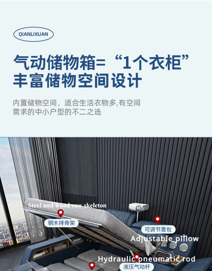 Nordic Smart Modulares Doppelbett Master Storage Luxus Designer Doppelbett Multifunktionale Leder Camas Ehe Möbel