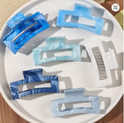 Big Hair Claw Clips Ice Cream Color 6 Pcs for Thick Hair,Square Hair Clips for Women Rectangle Nonslip Acrylic Banana Jaw Clips.