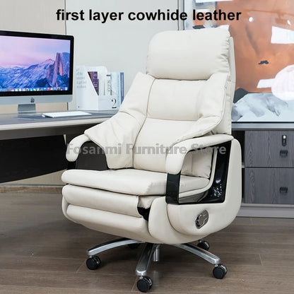 Elektrischer, bequemer Boss-Bürostuhl, Leder, verstellbar, weich, Heimcomputerstühle, ergonomischer Gaming-Schreibtisch, Drehstuhl