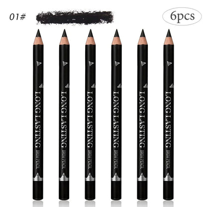 6/12Pcs Eye Brow Pencil Waterproof Professional Women Eye Makeup Pen Easy Color Natural Black Cosmetic Beauty Eyebrow Tool