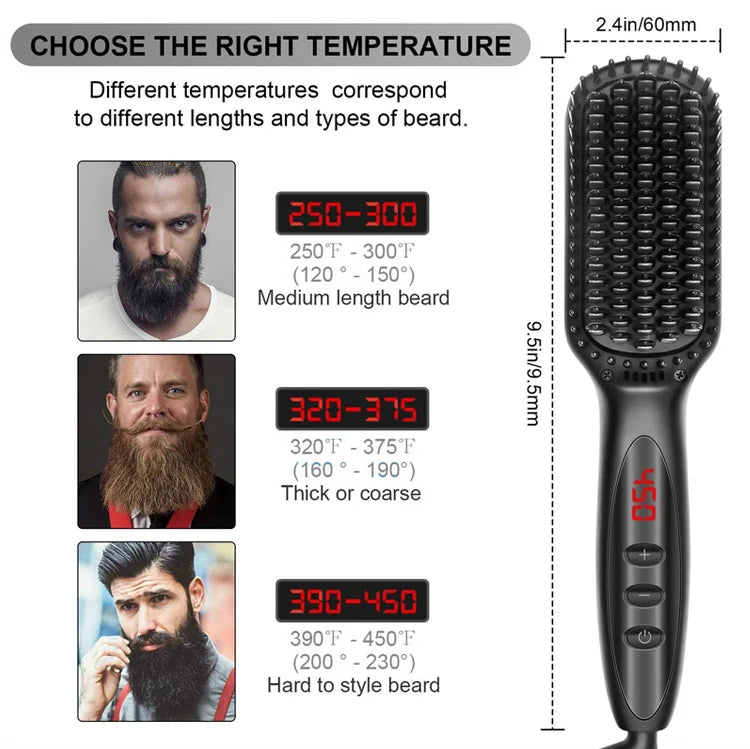 3 in 1 Electric Straightener Beard Straightener Hair Straightener With Teeth Curly Beards Magic Brush Comb For Man and Women.