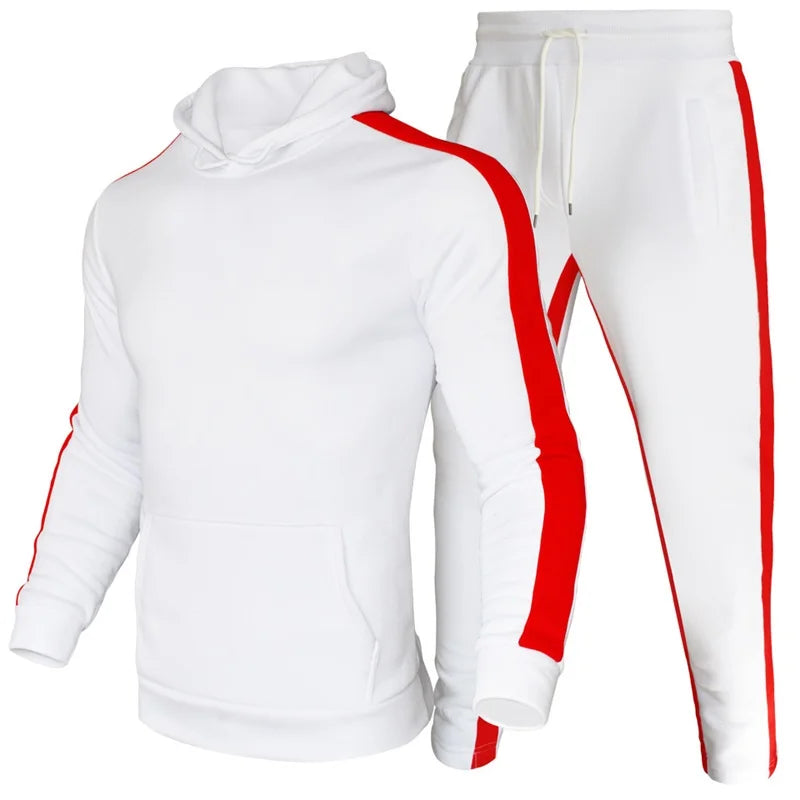 Männer 2 Stück Trainingsanzug Farbe Block Sweatsuit Streifen Casual Winter Langarm Warme Feuchtigkeit Wicking Atmungs Sportswear Anzug.