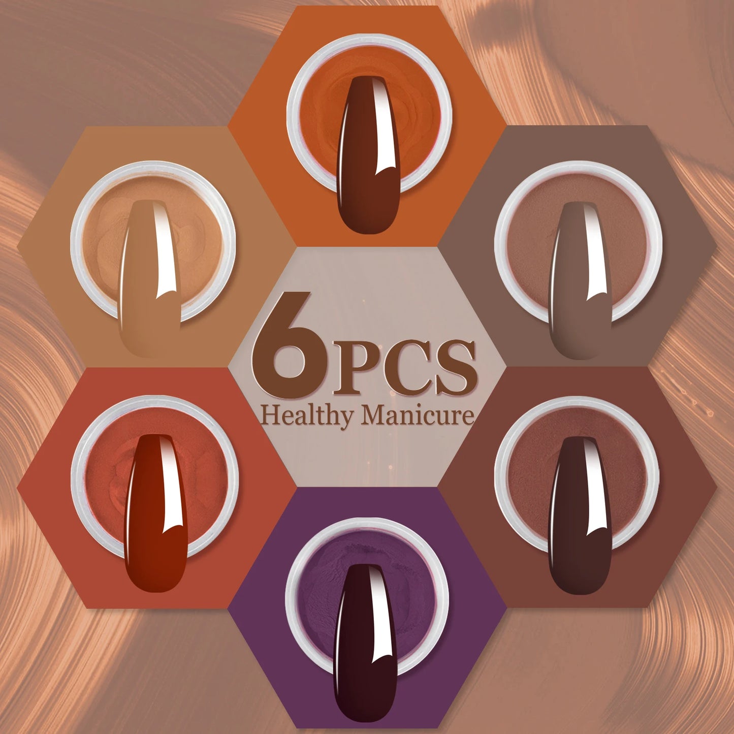 6 colors Dip Powder Set Brown Coffe Color Nail Powder Dipping Nail Powder Nail Art Manicure DIY Salon No Need Lamp Cure.