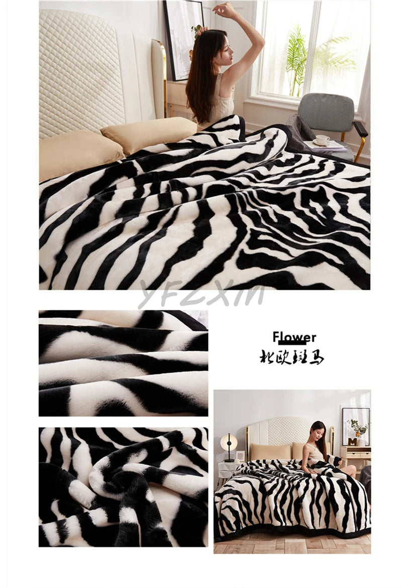 New Warm Weighted Blankets for Beds High End Thicken Warmth Raschel Blanket for Winter Autumn Double Side Plush Comforter Quilt