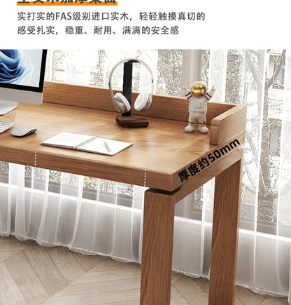 Solid wood double desk against the wall Long table Household simple modern student writing desk Study table Office computer desk