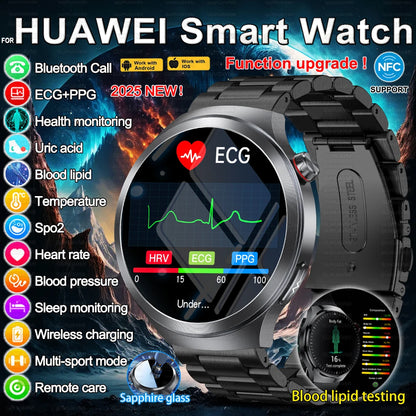 2025 New For HUAWEI Uric Acid Blood Pressure Blood oxygen Body Analysis Smart Watch ECG+PPG Clock Bluetooth call Smart watch Men.