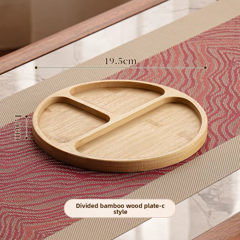 1pcs Wooden Compartment Tray for Boiling Tea  Snack Plate Home Living Room Nut Candy Fruit Serving Dish Solid Wood.