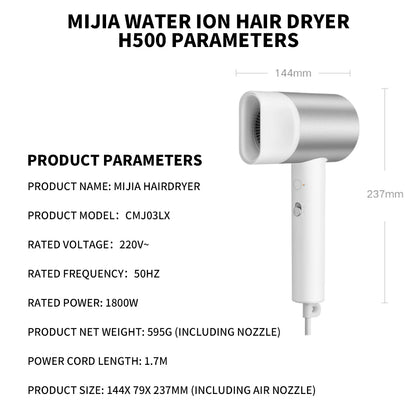 XIAOMI MIJIA H500 Water Ion Hair Dryer Professional Blow Hair Dryer Negative Ionic Blower Electric Dryer Diffuser Quick Dry Hair