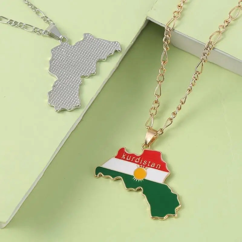 U2JF Unisex Kurdistan Map Pendant Necklace for Women Men Choker Keychain Gift.