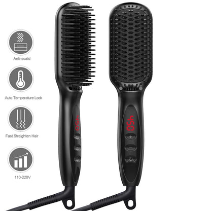 Hair Straightener for Women Hot Comb Anti-Scalding Hair Brush Ceramic Heating Lcd Display Dual Voltage Silent Hair Straightener.