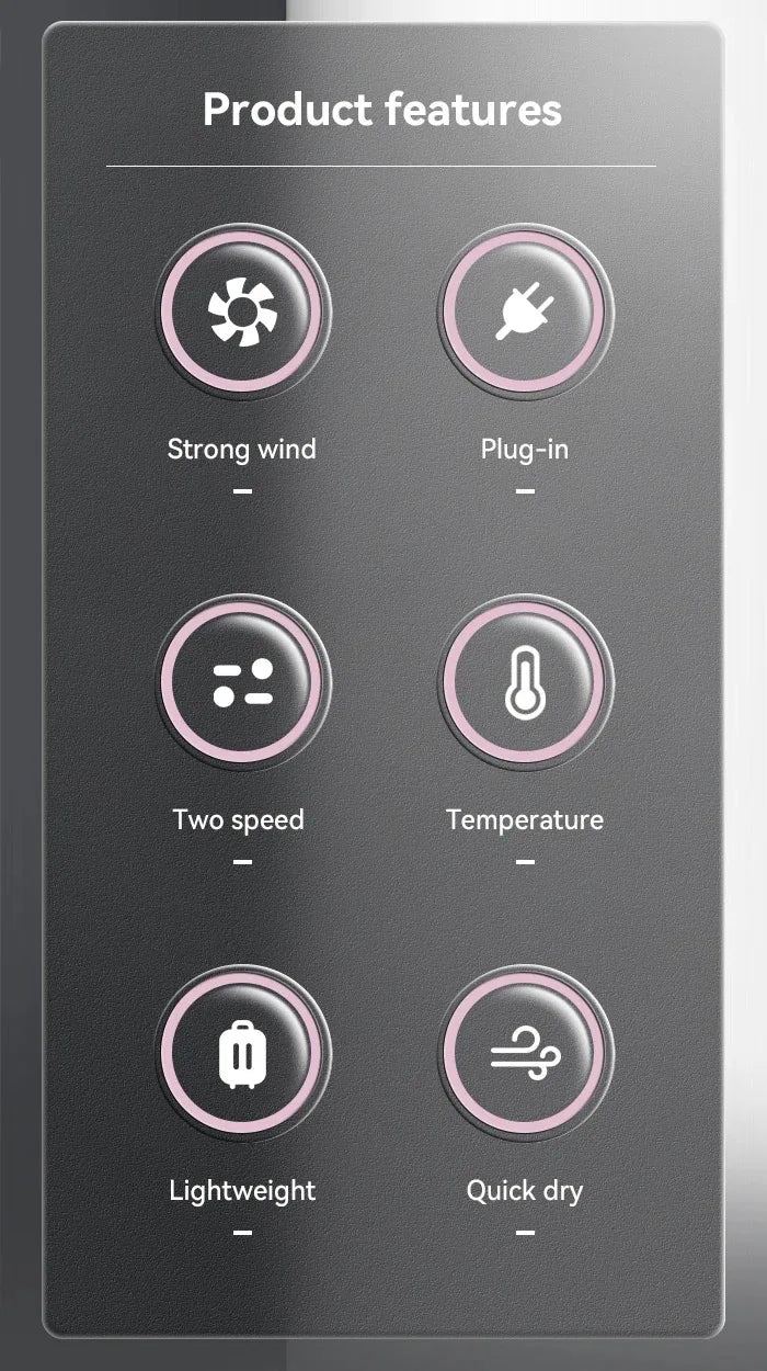 Kemei Professional Travel Hair Dryer Lightweight Design Powerful Fast Drying Compact Blower Dryer Hair Styling Tool Hammer Shape