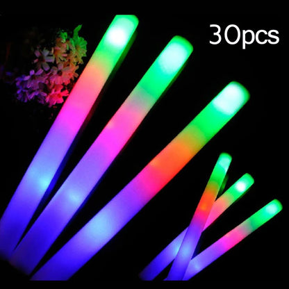 15/30 Stück LED-Leuchtstäbe, bunt, RGB-Leuchtschaumstoffstäbchen, Jubelröhre, dunkles Licht für Weihnachten, Geburtstag, Hochzeit, Partyzubehör.