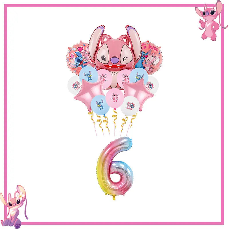Disney Rosa Stich Geburtstag Party Dekorationen Geschirr Set Tischdecke Hintergrund Banner Für Kinder Geburtstag Dekorationen Lieferungen