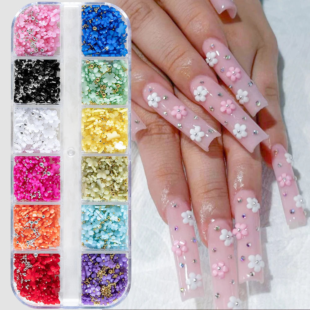 12Grids Moon Star Nails Gold Metallic Nail Sequins Charms 3D Nail Art Tips Decoration  3D Metal Moon Star Sun Bead Rivet Nail Je