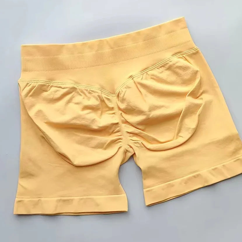 WOMEN SPORTS Impact Shorts Low Ribbed Waist Seamless Scrunch Bum Workout Gym Shorts Booty Hight Stretch Running Shorts.