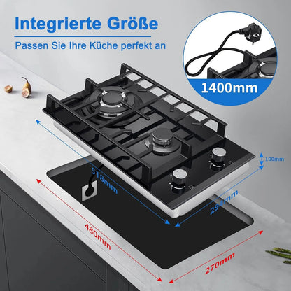 TopStrong 2 Burner Ceramic Glass Built-in Stove Natural Gas Propane Gas hob EUGCT-B02.
