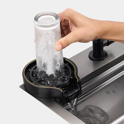 YCRAYS Digital Display Nano Kitchen Sink Large Single Bowl SUS304 Waterfall Faucet Cup Washer Purified Tap Soap Dispenser
