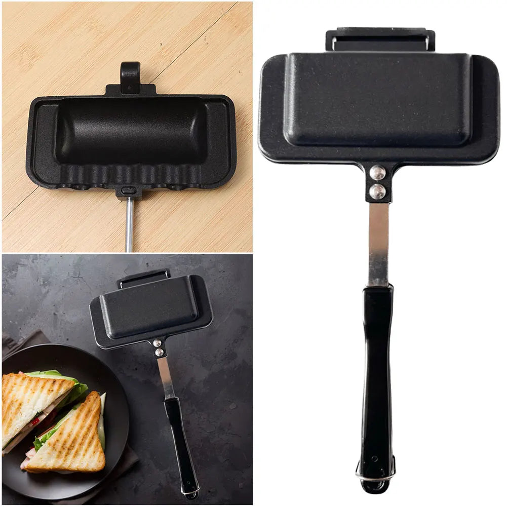 Hot Dog Toaster Non Stick Aluminum Alloy Double-Sided Sandwich Pan Bread Toast Breakfast Machine Double-Sided Sandwich Fry Pan.
