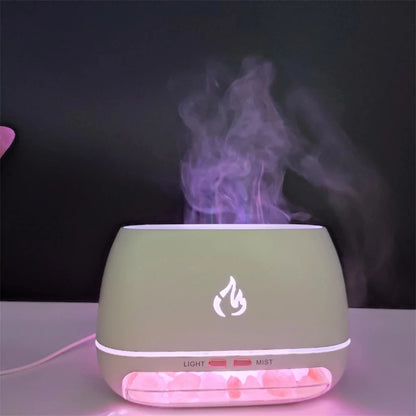 New Himalayan Crystal Salt Stone Aroma Air Humidifiers 3D Flame Fire Colorful Night Light Aromatherapy Essential Oil Diffuser.