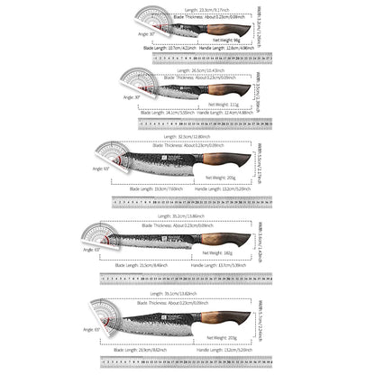 XINZUO 1-5PCS Damascus Steel Kitchen Knife 10Cr15CoMov Steel Core Chopping Vegetables And Fruits Household Kitchen Knife.
