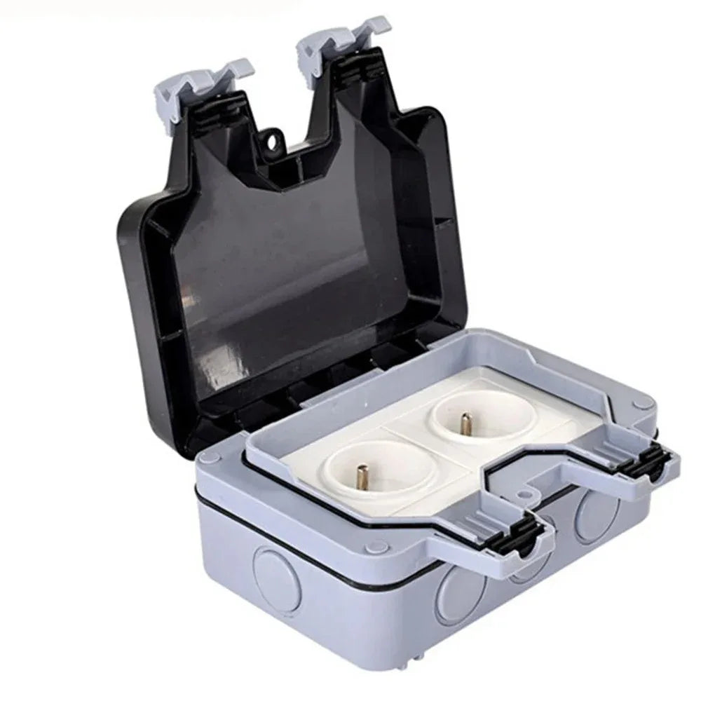 Melery Outdoor-Wandsteckdosen, EU-Stecker, elektrische Steckdosen, IP66, staubdicht, für den Außenbereich, Garten, Masterplug, Rasen.