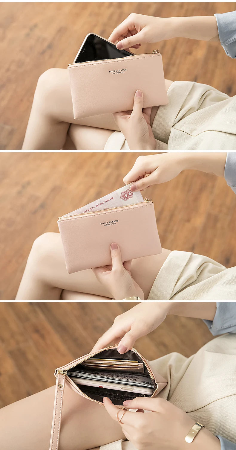 MIYIN Women's Purse long ultra-thin credit card bag minimalist zero purse thin large capacity zipper hold bag handbag purse girl.