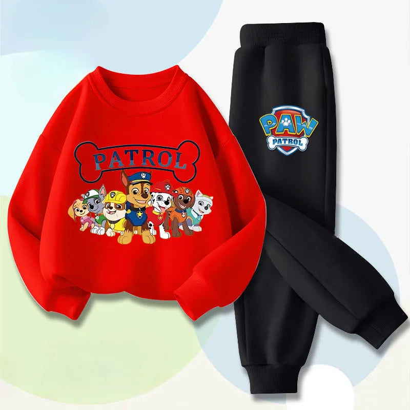 PAW Patrol Boys Long Sleeved Pullover Long Pant Two Piece Set Spring New Children's Hoodies Set Kids Casual Sweatsuit.