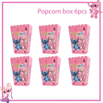 Disney Rosa Stich Geburtstag Party Dekorationen Geschirr Set Tischdecke Hintergrund Banner Für Kinder Geburtstag Dekorationen Lieferungen