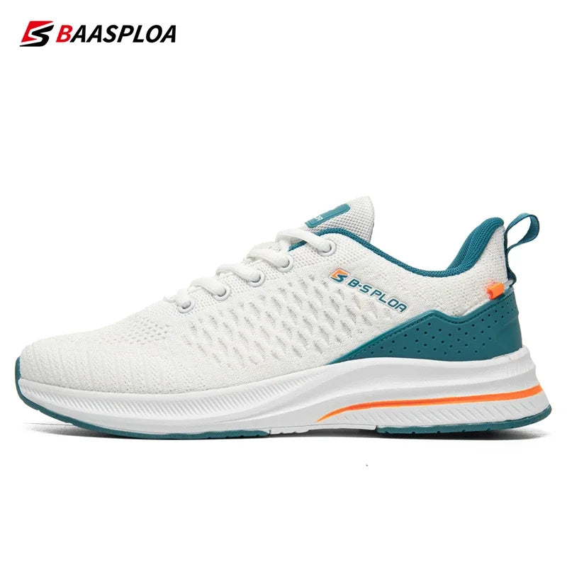 Baasploa Men's Running Shoes New Fashion Lightweight Mesh Breathable Walking Shoes Male Outdoor Casual Lace-Up Sports Shoes