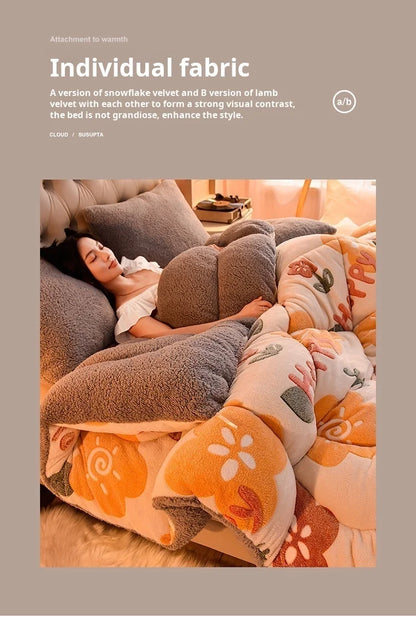 Household Thickened Warm Quilt Core Milk Double-sided Velvet Lamb Wool Autumn Winter Blanket Warm Double-sided Velvet Core.