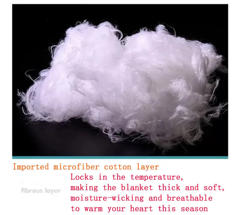 Coral Fleece Autumn Winter Warm Blankets for Bed 3 Layers Thicken Flannel Blanket Quilt Soft Comfortable Warmth Quilts Washable.