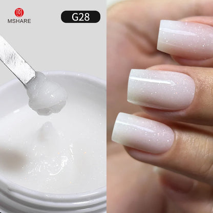 MSHARE 50g/250g Shimmer Pink White Acrylic Gel TPO Free Glitter Shiny Extension Acryl Hard Gel Nails Sculpting Construction