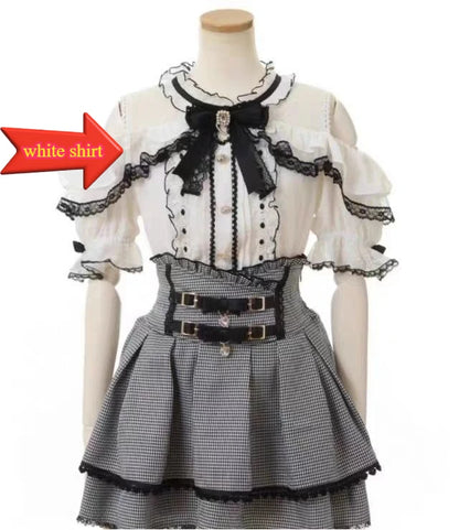 Sweet Lolita Jirai Kei High Waist Skort - Double Bow Buckle Short Skirt for Women Japanese Y2K Kawaii Fashion Summer Casual