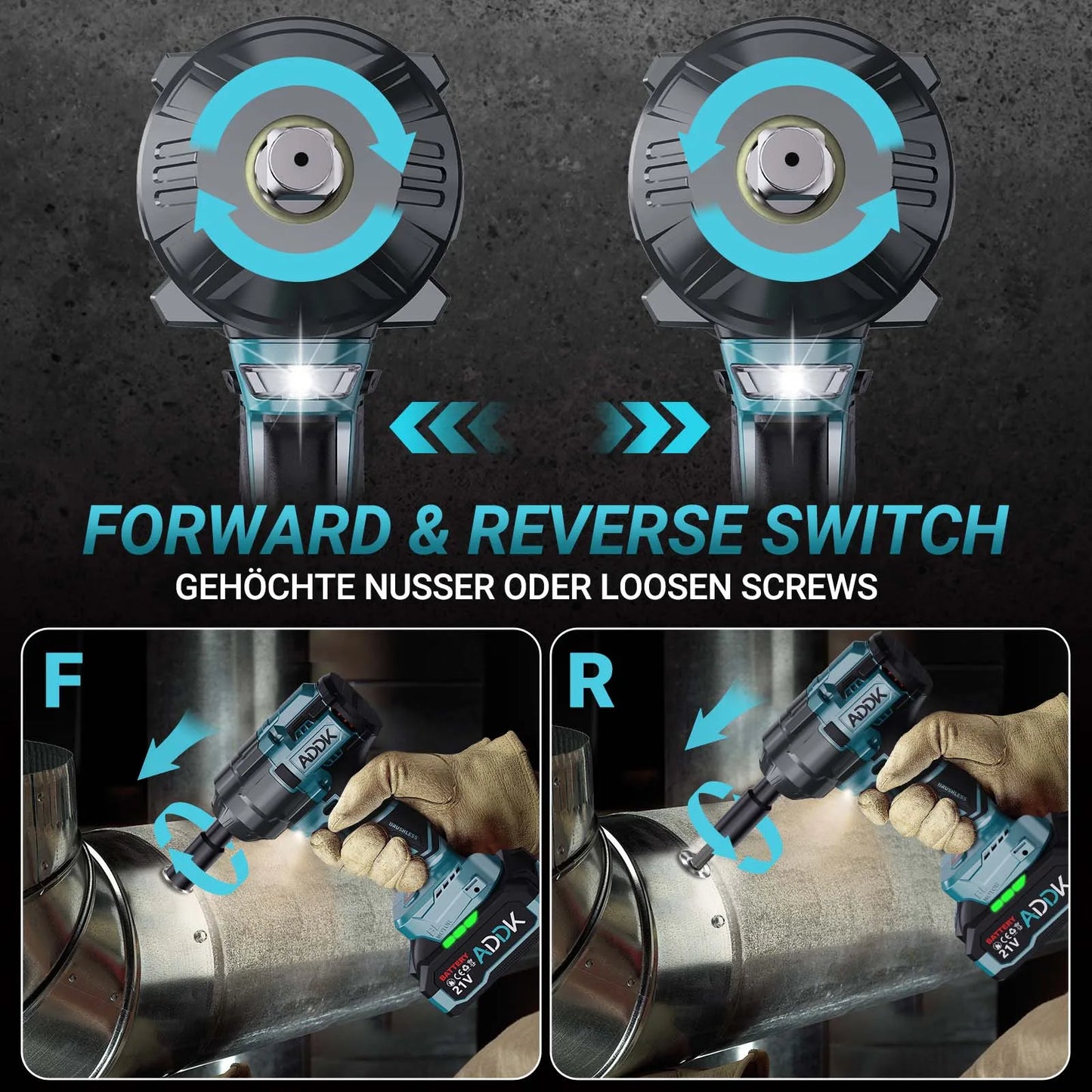 Anajqaqia Elektroschraubenschlüsselsatz, 1600 Nm 6-Gang-Einstellung, 4000 mAh Akku, 21 V Lithium-Akku-Elektroschrauber, Elektrowerkzeuge