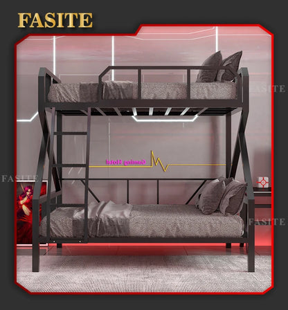Premium E-Sport-Etagenbett aus Eisen, Hotel, Apartment, Schule, Schlafsaal, Bett, schwarzer Rahmen, Hochbett für Erwachsene, Camas, Schlafzimmermöbel