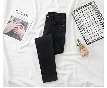 High Waist Slim Fit Jeans Women's Spring Summer Autumn Fashionable Nine Points Elasticity Pencil Pants Tightening And Lengthenin