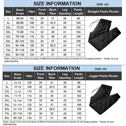 Winter Duck Down Pants Men Outdoor 8XL 7XL 6XL Plus Size Warm Padded Thicken Waterproof Thermal Trousers Windproof Male Jogger.