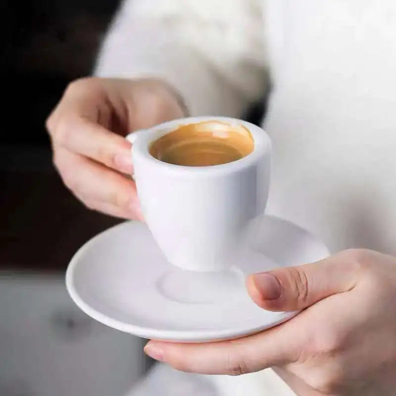 60ml White Espresso Italian Coffee Concentration Cup 9mm Thickened Cup Wall Cup Saucer Ceramic Coffee Cups Set Competition Cup.