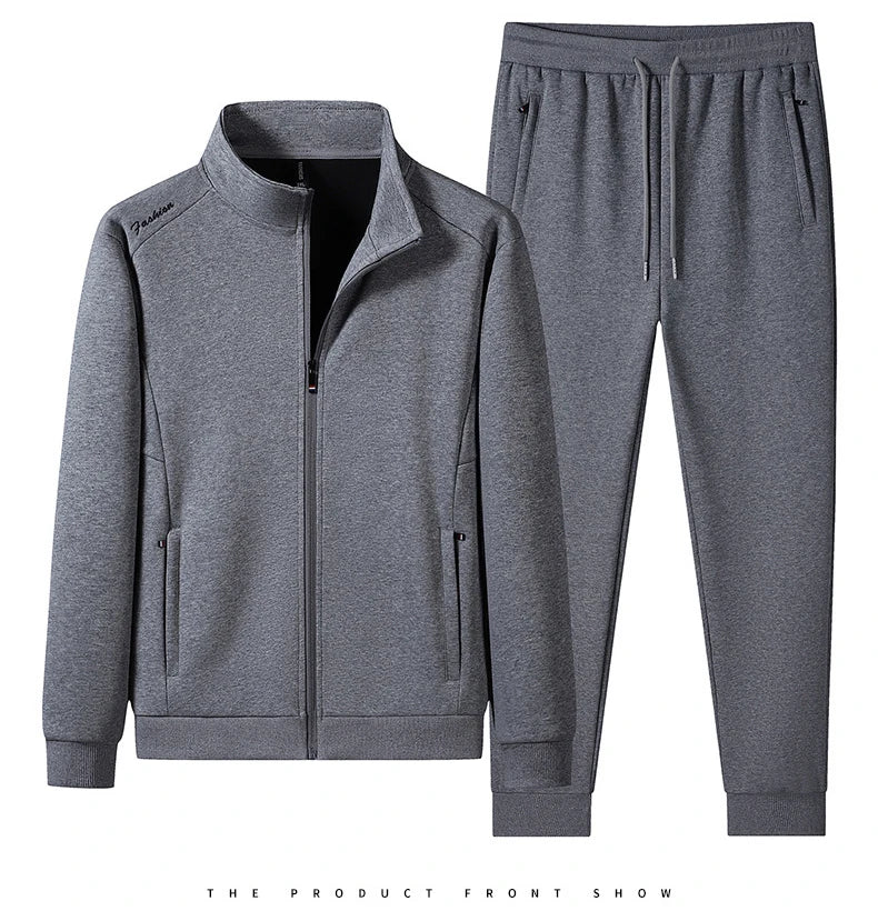 Plus Size 6XL 7XL Men's Sportswear Casual Cotton Tracksuits Men Sets Outwear Jacket+Sweatpant Joggers Running Winter Sports Suit.