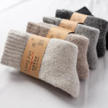 Super Thicker Solid Socks Merino Wool Rabbit Socks Snow calceta hombre skarpety meskie Warm Funny Happy Winter Male Men Socks.