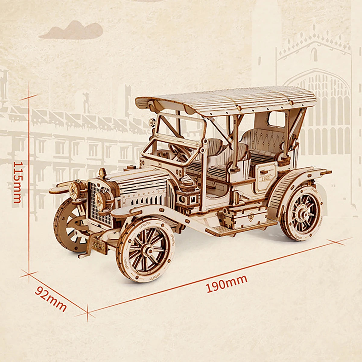 Classic Car 3D Car Wooden Puzzle Scale Model,DIY Model Kit, Handcraft Gift,Home Decoration,Mechanical Model Kit, Building Toy.