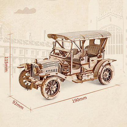 Classic Car 3D Car Wooden Puzzle Scale Model,DIY Model Kit, Handcraft Gift,Home Decoration,Mechanical Model Kit, Building Toy.