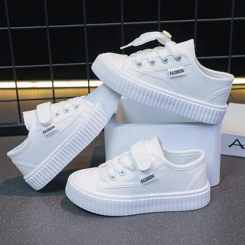 Children's Canvas Shoes 2025 Summer New Students White Shoes Boys Sports Shoes Girls Breathable Casual Shoes Children's Shoes.