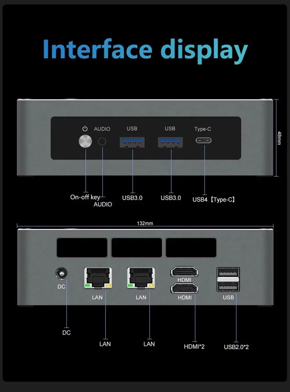 Mini PC Gaming AMD Ryzen 7 8845HS ES R9 7940HS ES Dual RJ45 LAN Desktop Computer Type-C USB4.0 thunderbolt 3/2 x HDMI2.0/4*USB.