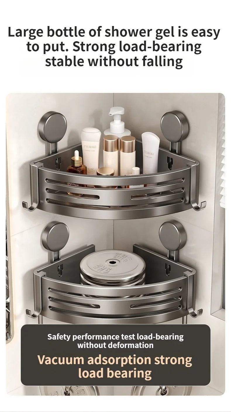 Badezimmer-Aufbewahrungsregal ohne Bohren, Saugnapf, Badezimmer-Waschbecken, wandmontiertes Badezimmer-Aufbewahrungsregal, Küchenaufbewahrung
